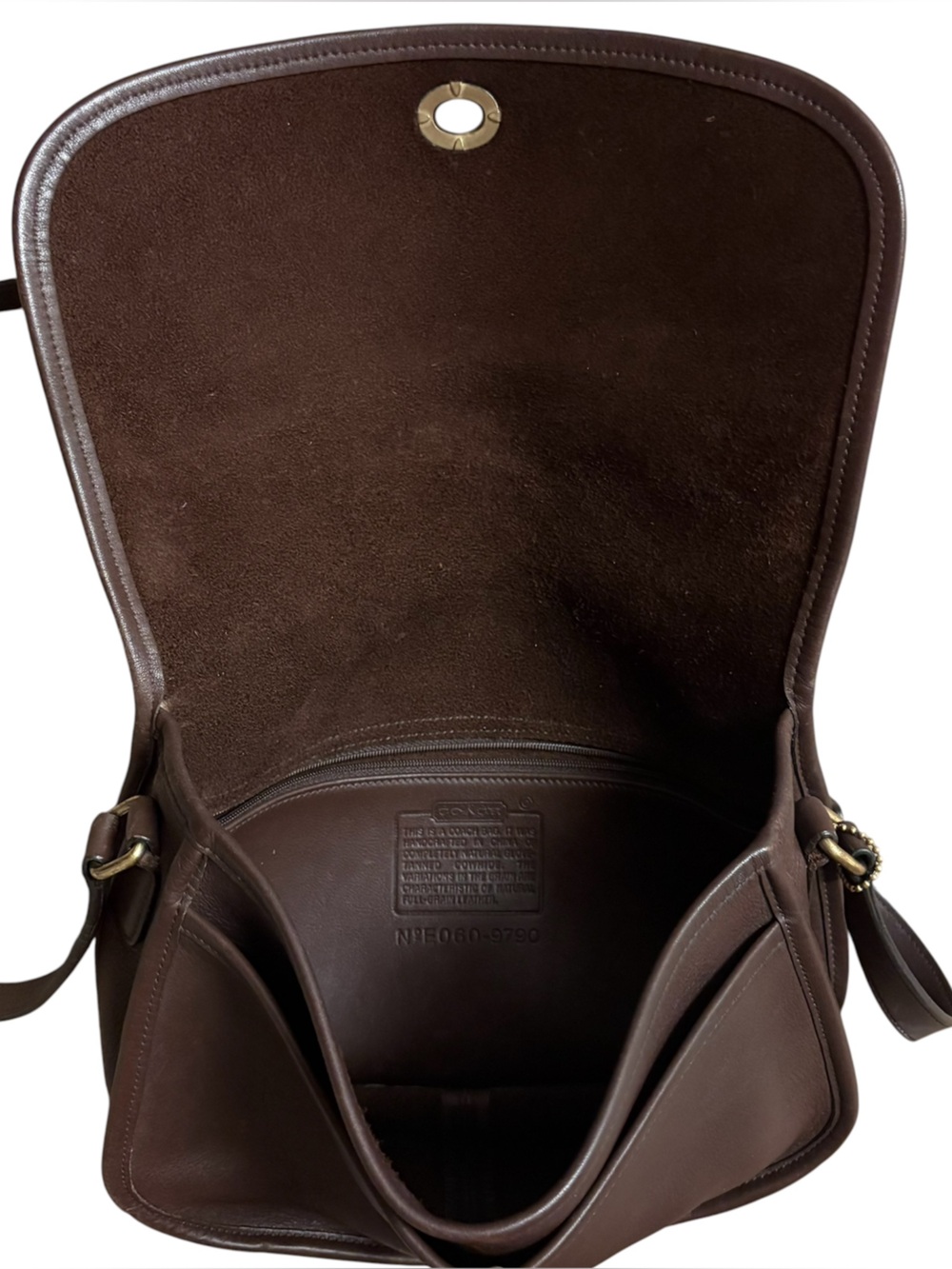 Vtg 9790 Brown Leather Saddle Bag Turnlock Adjustable Strap - Picture 8 of 14